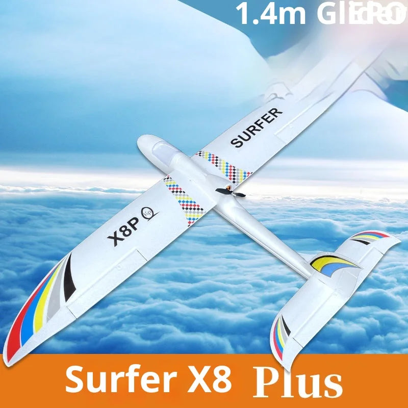 Beginner'S Model Airplane Remote Control Surfer X8 Glider 1.4m Fixed Wing Rc Plane Easy To Fly For Entry-Level Flying Toys