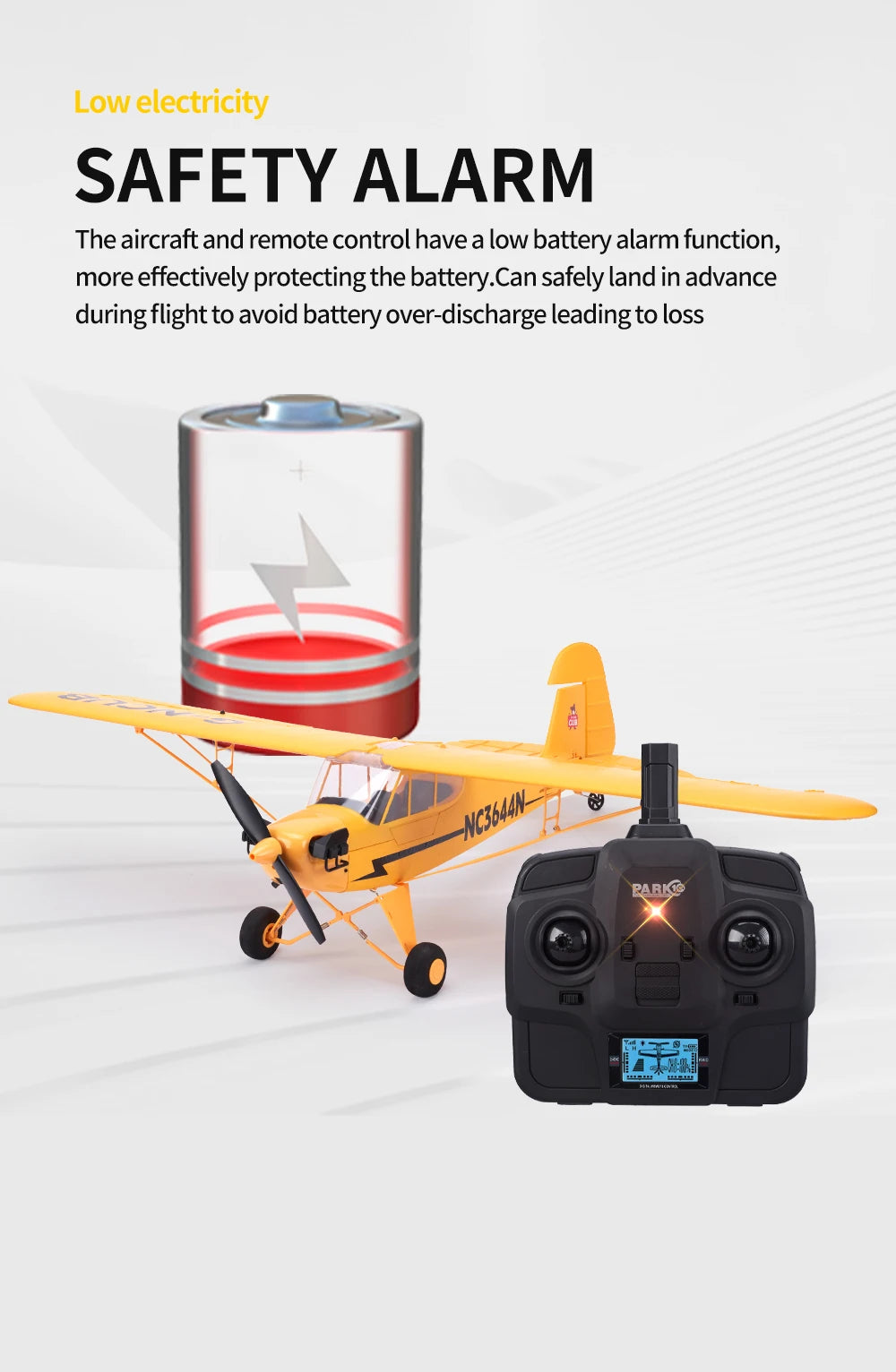 New J3-CUB RC Airplane 5CH 2.4G Remote Control Mode1 (Right Hand Throttle) 3D/6G 1406 Brushless Motor Outdoor Foam Fiexd Plane