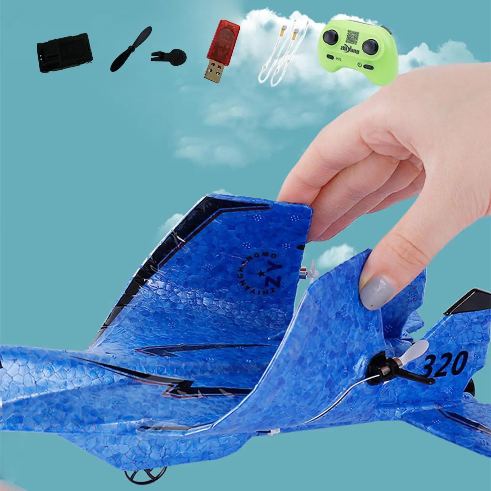 RC Plane, 2 Channels Remote Control Airplane, Ready to Fly EPP Aircraft, Night