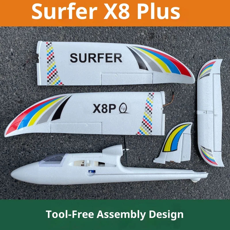 Beginner'S Model Airplane Remote Control Surfer X8 Glider 1.4m Fixed Wing Rc Plane Easy To Fly For Entry-Level Flying Toys
