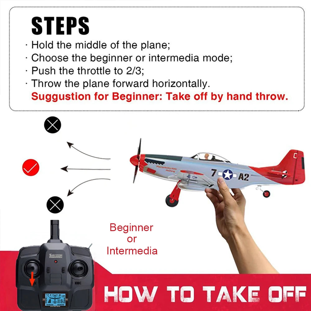 Newest RC Plane P51D Mustang 5CH 3D/6G Fixed-wing RC Airplane for Adults Beginners Easy to Fly Removable Brushless Fighter Gift