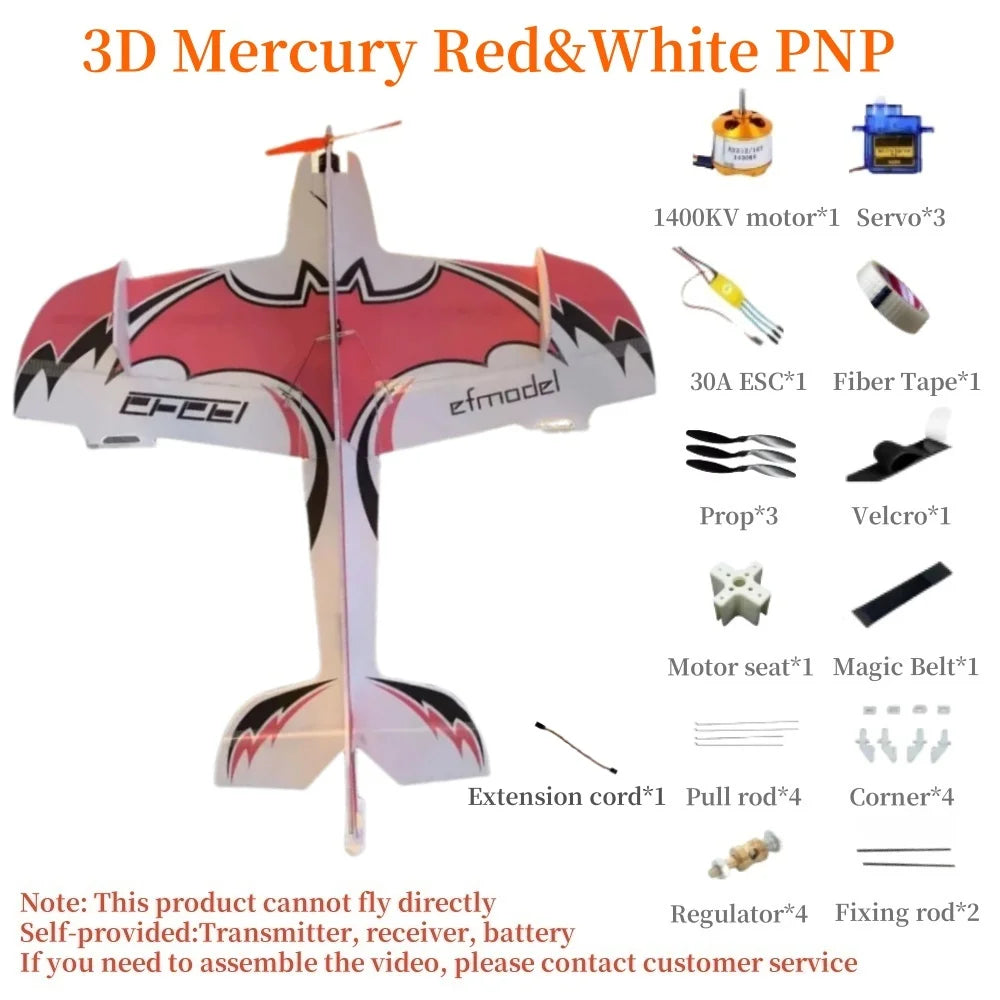 2025 NEW 3D Mercury RC Aircraft Beginner Training Model Aircraft Fixed Wing Anti Collision Board F3P Remote Control Plane