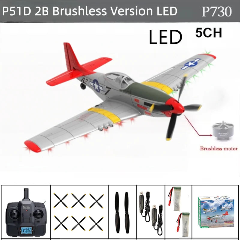 Newest RC Plane P51D Mustang 5CH 3D/6G Fixed-wing RC Airplane for Adults Beginners Easy to Fly Removable Brushless Fighter Gift