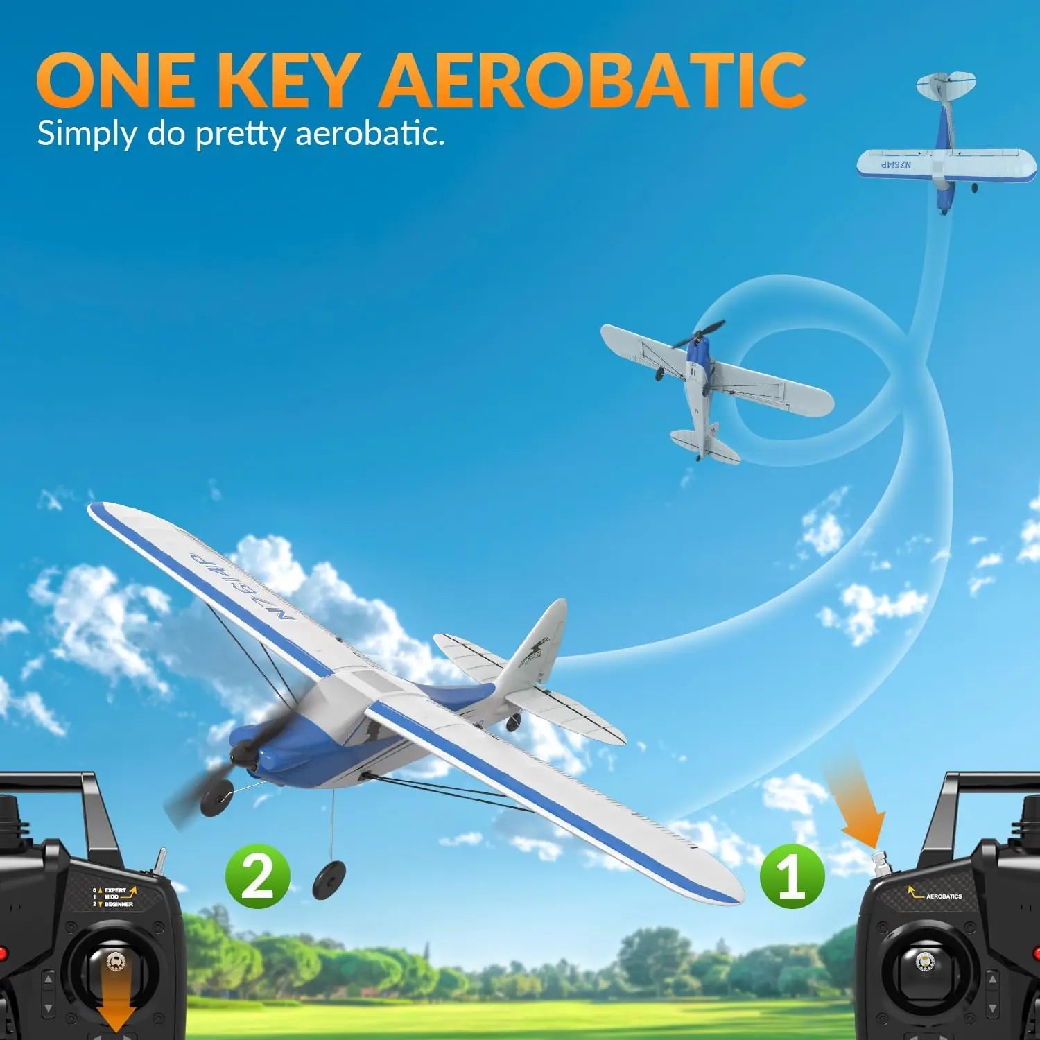 RC Plane Sport Cub 500 2.4G 4CH EPP Foam RC Glider Aircraft One-Key Aerobatic RC Fighter RTF 761-4 Aircraft Boys Toys Gifts