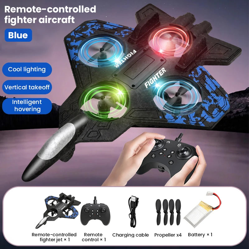 Rc Glider Flying Toy With Light Jet Airplane 2.4G EPP Stunt Remote Control Foam Fighter Plane Toys for Boys Kids Birthday Gifts