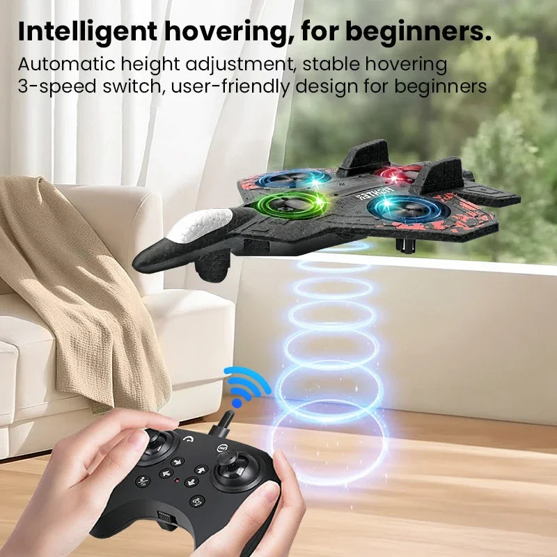 Rc Glider Flying Toy With Light Jet Airplane 2.4G EPP Stunt Remote Control Foam Fighter Plane Toys for Boys Kids Birthday Gifts