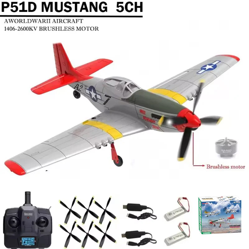 Newest RC Plane P51D Mustang 5CH 3D/6G Fixed-wing RC Airplane for Adults Beginners Easy to Fly Removable Brushless Fighter Gift