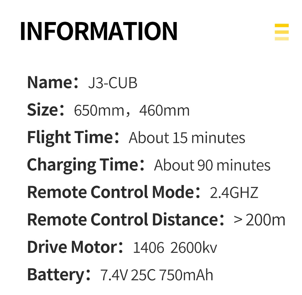 New J3-CUB RC Airplane 5CH 2.4G Remote Control Mode1 (Right Hand Throttle) 3D/6G 1406 Brushless Motor Outdoor Foam Fiexd Plane