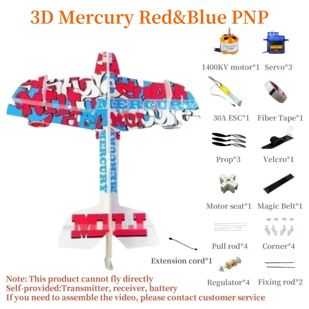 2025 NEW 3D Mercury RC Aircraft Beginner Training Model Aircraft Fixed Wing Anti Collision Board F3P Remote Control Plane