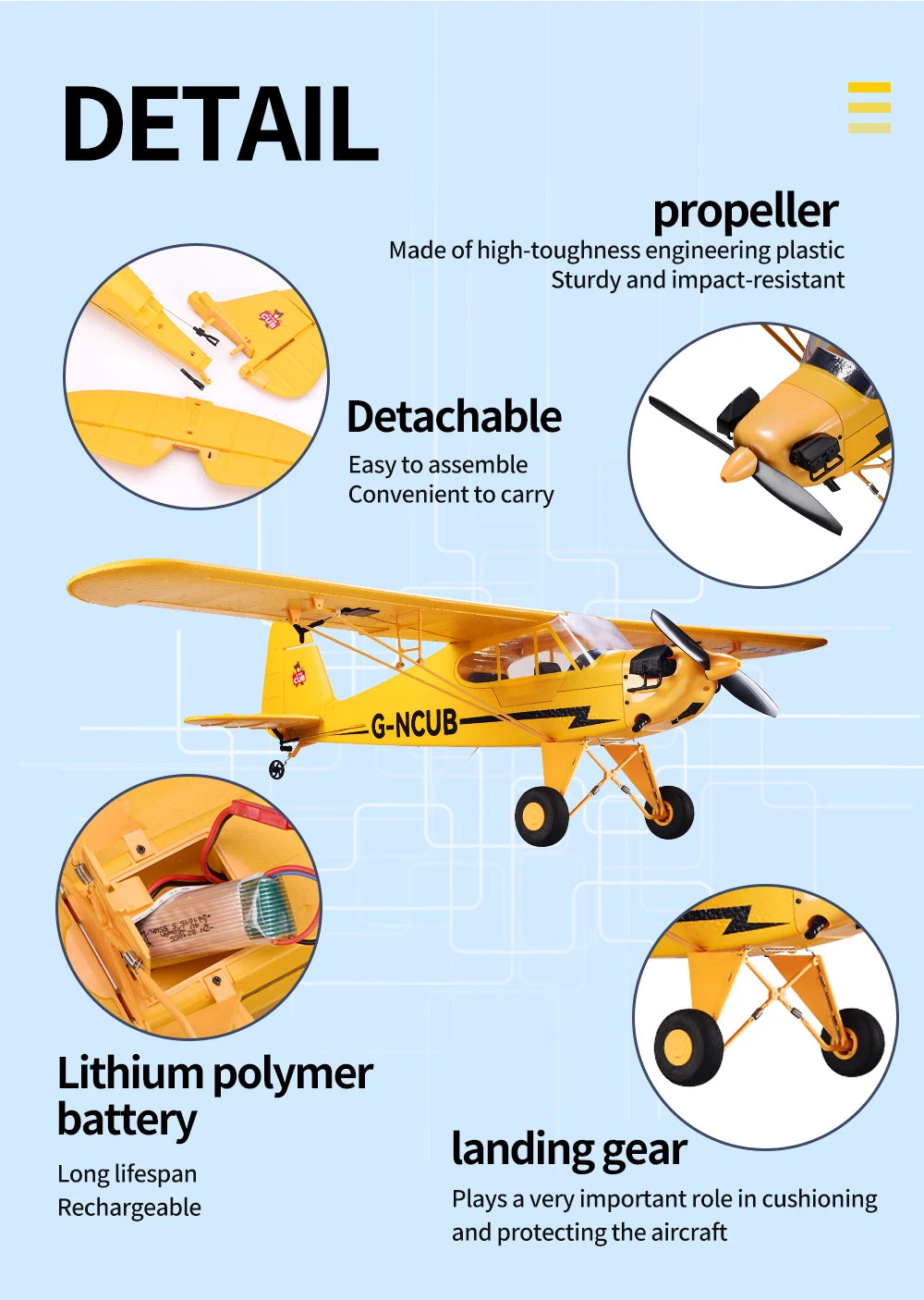New J3-CUB RC Airplane 5CH 2.4G Remote Control Mode1 (Right Hand Throttle) 3D/6G 1406 Brushless Motor Outdoor Foam Fiexd Plane