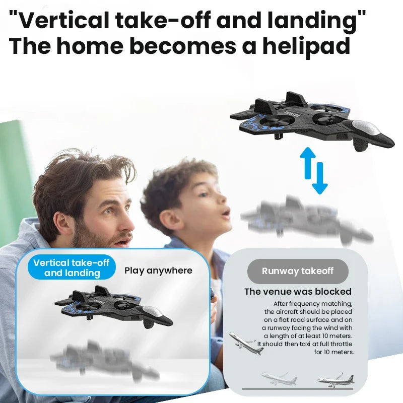Rc Glider Flying Toy With Light Jet Airplane 2.4G EPP Stunt Remote Control Foam Fighter Plane Toys for Boys Kids Birthday Gifts