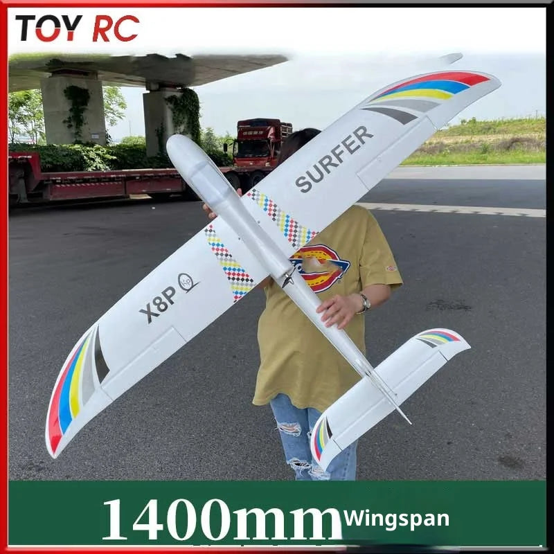Beginner'S Model Airplane Remote Control Surfer X8 Glider 1.4m Fixed Wing Rc Plane Easy To Fly For Entry-Level Flying Toys