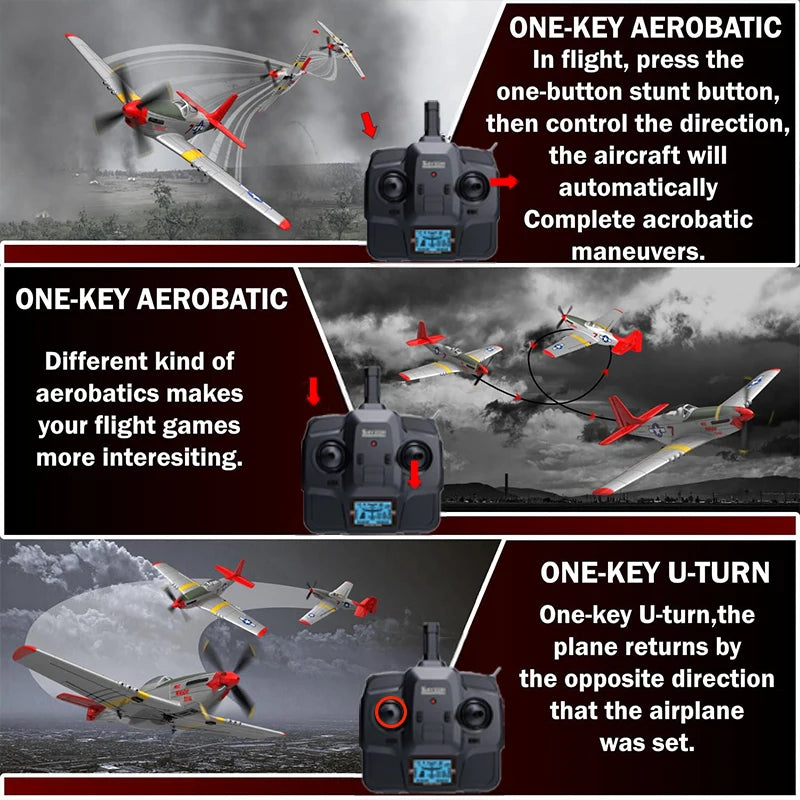 Newest RC Plane P51D Mustang 5CH 3D/6G Fixed-wing RC Airplane for Adults Beginners Easy to Fly Removable Brushless Fighter Gift